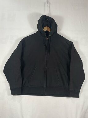 Vintage Camber Full Zip Thermal Waffle Lined Hoodie Black Heavyweight USA Sz 3XL